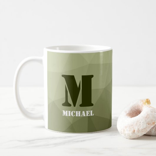 Armatur grünes geometrisches Maschenmuster Monogra Kaffeetasse (Mit Donut)