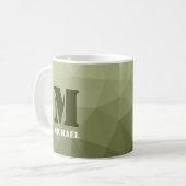 Armatur grünes geometrisches Maschenmuster Monogra Kaffeetasse (Vorderseite Links)