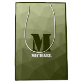 Armatur grünes geometrisches Maschenmuster Monogra Mittlere Geschenktüte (Vorderseite)