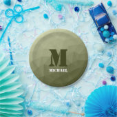 Armatur grünes geometrisches Maschenmuster Monogra Pappteller (Party)