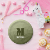 Armatur grünes geometrisches Maschenmuster Monogra Pappteller (Party)