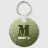 Armatur grünes geometrisches Maschenmuster Monogra Schlüsselanhänger (Rückseite)