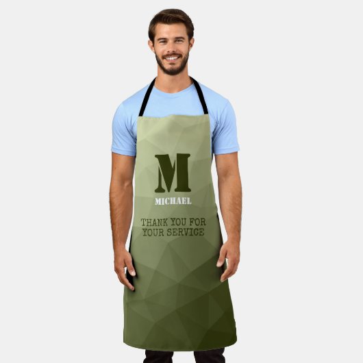 Armatur grünes geometrisches Maschenmuster Monogra Schürze (Getragen)
