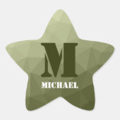 Armatur grünes geometrisches Maschenmuster Monogra Stern-Aufkleber (Vorderseite)