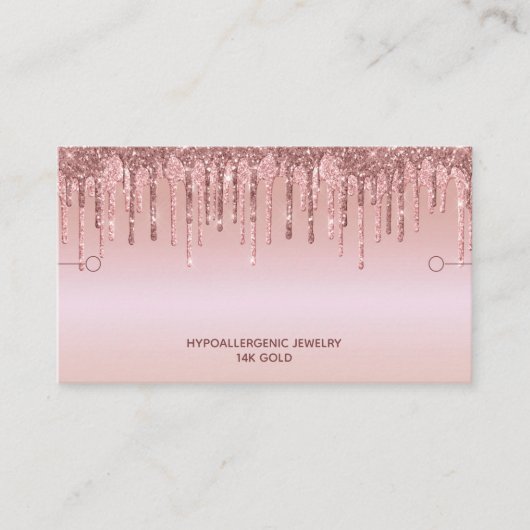 Armband Display Rose Gold Glitzer Tropfen Visitenkarte (Vorderseite)
