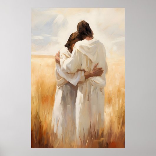 Arme der Barmherzigkeit Jesus und Mann Christliche Poster (Vorne)