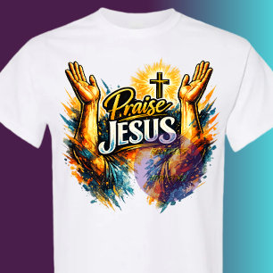 Arme erhoben, preiset Jesus - Christlich T-Shirt