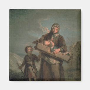 Arme Frau mit Kindern Magnet