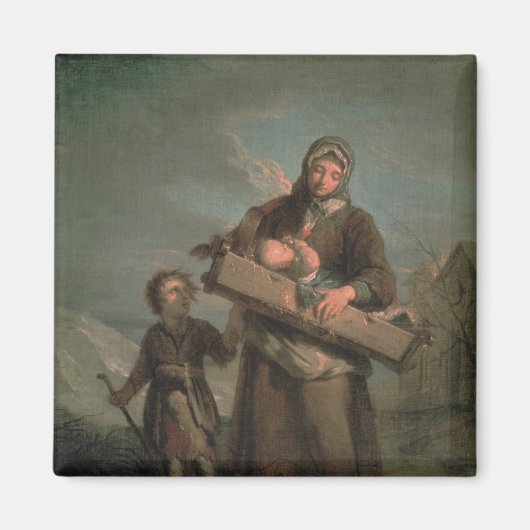 Arme Frau mit Kindern Magnet (Vorne)