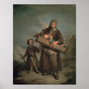 Arme Frau mit Kindern Poster