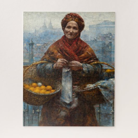 Arme jüdische Frau verkauft Orangen in Polen Puzzle (Vertikal)