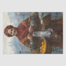 Arme jüdische Frau verkauft Orangen in Polen