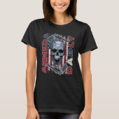 Armed And Dadly American Flag Skull Fathers Day 20 T-Shirt (Vorderseite)
