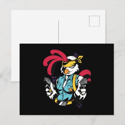 Armed Chick Postkarte (Vorne/Hinten)