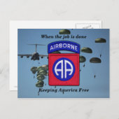 Armee 82. ABN DIV Im Flugzeug für Bragg Veteranen Postkarte (Vorne/Hinten)