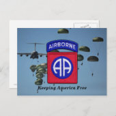 Armee 82. ABN DIV Im Flugzeug für Bragg Veteranen Postkarte (Vorne/Hinten)