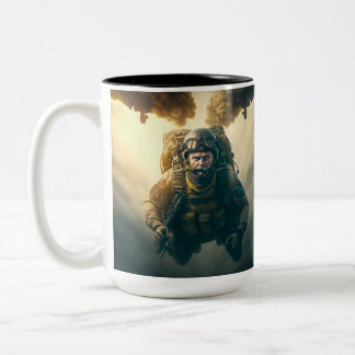 Armee 82. Im Flugzeug Soldat Zweifarbige Tasse