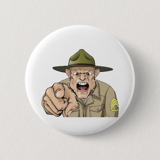 Armee-Bohrgerätsergeantschreien des Cartoon Button (Vorderseite)