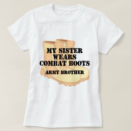 Armee-Bruder-Schwester-Wüsten-Kampf-Stiefel T-Shirt (Design vorne)