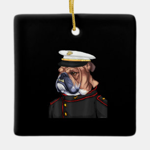 Armee-Bulldogge-Militär-Bewaffneter-Hund-Vater-Mut Keramikornament