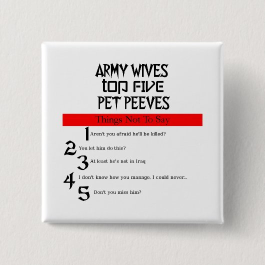 Armee-Ehefrau-Haustier ärgert Knopf Button (Vorderseite)