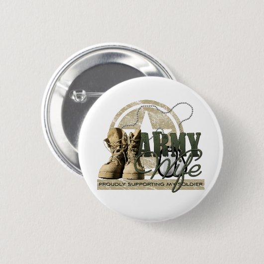 Armee-Ehefrau - meinen Soldaten stolz stützen Button (Vorne & Hinten)