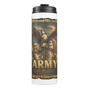 Armee-Emblem mit Flagge und Adler Thermosbecher