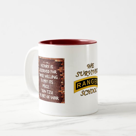 Armee-Förster-Schulvorsprung - wir überlebten - Zweifarbige Tasse (Vorderseite Links)