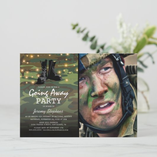 Armee geht weg Foto Party Einladung (Stehend Vorderseite)