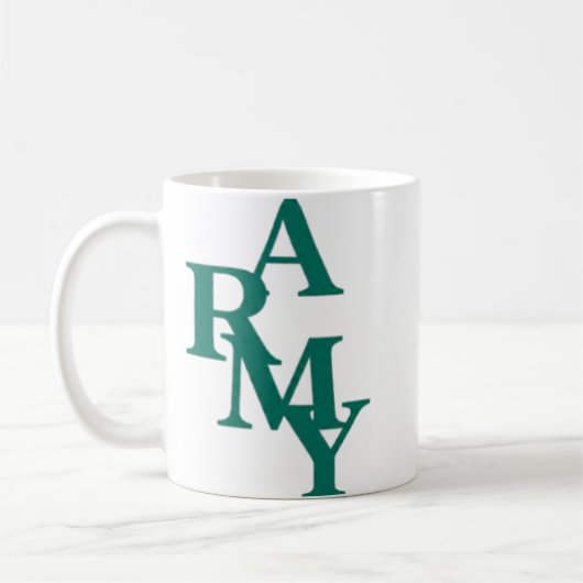 Armee gestapelte fette Typografie Minimaldesign Kaffeetasse (Links)