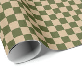 Armee Grün mit Beigem Quadratmuster Geschenkpapier (Rolleneckpunkt)