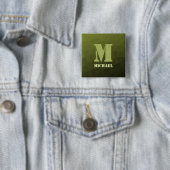 Armee-grün-oliv geometrisches Maschenmuster Monogr Button (Beispiel)