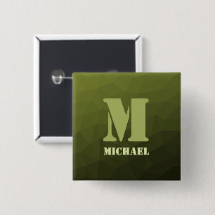Armee-grün-oliv geometrisches Maschenmuster Monogr Button