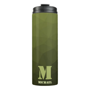 Armee-grün-oliv geometrisches Maschenmuster Monogr Thermosbecher