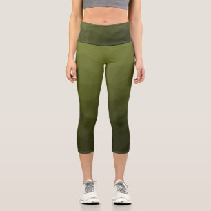 Armee-grün-oliv-gradiender geometrischer Maschenmu Capri Leggings