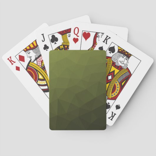 Armee-grün-oliv-gradiender geometrischer Maschenmu Spielkarten (Rückseite)