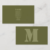 Armee-Grün-Schablonen-Monogramm-Visitenkarte Visitenkarte (Vorne/Hinten)