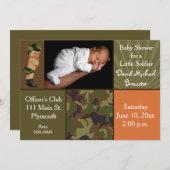 Armee-Grün-Tarnungs-Foto-Baby-Dusche Einladung (Vorne/Hinten)