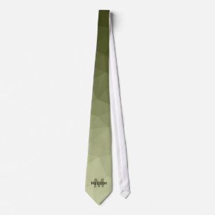 Armee-Grün-Verlaufsgeometrie-Netzmuster-Monogramm Krawatte
