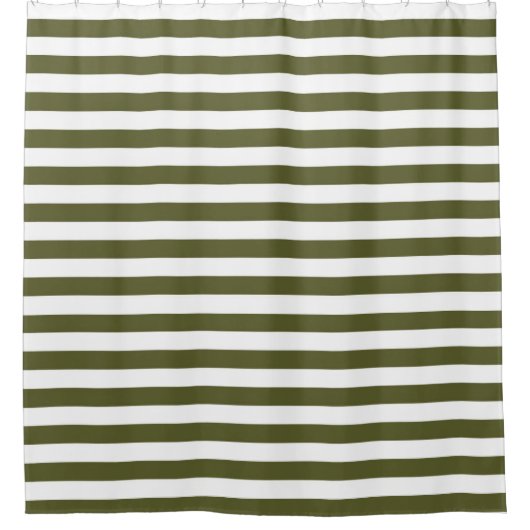Armee-grüne und weiße Streifen Duschvorhang (Vorderseite)