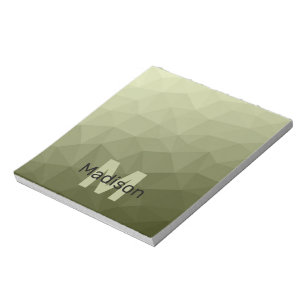 Armee-grünes geometrisches Maschenmuster Monogramm Notizblock