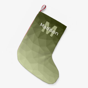 Armee grünes Lichtverlauf geometrisches Netz Monog Kleiner Weihnachtsstrumpf