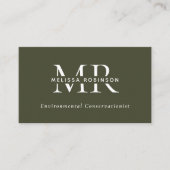 Armee Grünes Monogramm, QR-Code & Soziale Medien E Visitenkarte (Vorderseite)