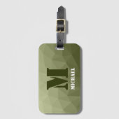 Armee hellgrün geometrisches Netz Muster Monogramm Gepäckanhänger (Vorderseite Vertikal)