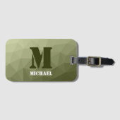 Armee hellgrün geometrisches Netz Muster Monogramm Gepäckanhänger (Vorderseite (Horizontal))