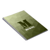 Armee hellgrün geometrisches Netz Muster Monogramm Notizblock (Rechte Seite)