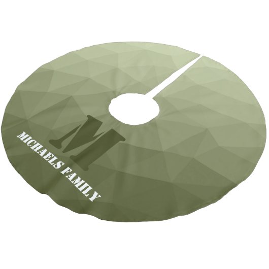 Armee hellgrün geometrisches Netz Muster Monogramm Polyester Weihnachtsbaumdecke (Schrägansicht)