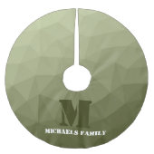 Armee hellgrün geometrisches Netz Muster Monogramm Polyester Weihnachtsbaumdecke (Vorderseite)
