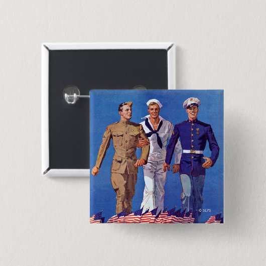 Armee, Marine u. Marinesoldaten Button (Vorne & Hinten)