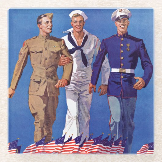 Armee, Marine u. Marinesoldaten Glasuntersetzer (Vorderseite)